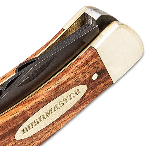 Bushmaster Classic Whittler's Pocket Knife - Carbon Steel Blades, Wooden Handle Scales, Nickel Silver Bolsters - Closed Length 4 1/4" - WoodArtSupply