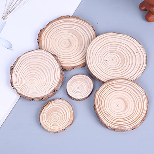 5Pcs Pine Circular Photography Unfinished Wood Circle Wood Craft Shape Tree bark Crafts Tree Trunk Slices Wood slabs Country Decor Rustic Party