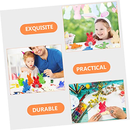 Operitacx 4 Sets Handmade Rabbit Material Unfinished Bunny Table Ornament Rabbit Shape Tabletop Decoration Dinner Table Decor Hand Decor Bunny Wood Operitacx