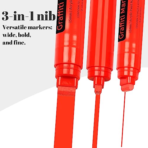 Fubullish 15mm Jumbo Paint Markers, 12 Colors Acrylic Paint Pens for Wood, Canvas, Stone, Rock Painting, Mug, Ceramic, Glass, Metal Surfaces, DIY Fubullish