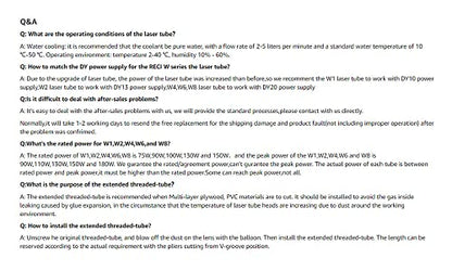 RECI 130W Peak 150W CO2 Laser Tube W6 S6 & Power Supply DY20 (US Stock) for 130W CO2 Laser Engraver - WoodArtSupply