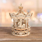 ROKR 3D Wooden Puzzles for Adults Mechanical Music Box Romantic Carousel, DIY Music Box Model Building Kits for Teens, DIY Crafts/Hobbies/Gifts Desk ROKR
