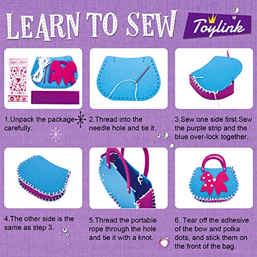 Toylink First Sewing Kit for Kids Beginners Arts Crafts for Girls Ages 4 5 6 7 8 Learn to Sew Unicorn Purse Bags Picture Frame Pen Holder DIY Felt Toylink