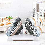 Jetec 2 Pcs Rustic Wood Home Sign Farmhouse Love Wooden Heart Shaped Table Centerpiece Valentines Day Decoration for Home Kitchen Living Room Dining Jetec