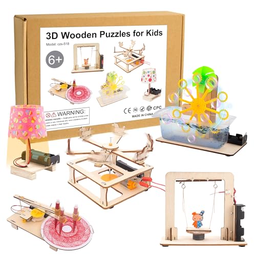 5 in 1 STEM Projects for Kids Age 8-12 DIY Wood Craft Kit for Girls 6-8 Science Building Kits Assembly 3D Wooden Puzzles Toy for Girls and Boys 8 9