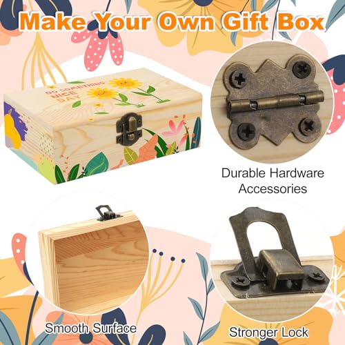 Hoemwarm 12 Pack Unfinished Wood Box with Hinged Lid, Storage Wood Box for Diy Flower Small Craft Unpainted Jewellery Organizing Plain Pine Box Art, Hoemwarm