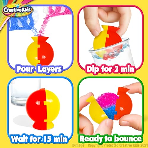 Creative Kids DIY Magic Bouncy Balls - Create Your Own Ball Maker Kit - Educational Science Experiment for Boys and Girls - 25 Multicolor Bags & 5 - WoodArtSupply