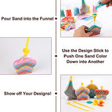 12 Pack Create Your Own Magic Sand Art Glitter Activity | Glow in the Dark Colored Custom Sand Kits for Kids - Includes 12 Bottles, Funnels, Sticks, Liberty Imports