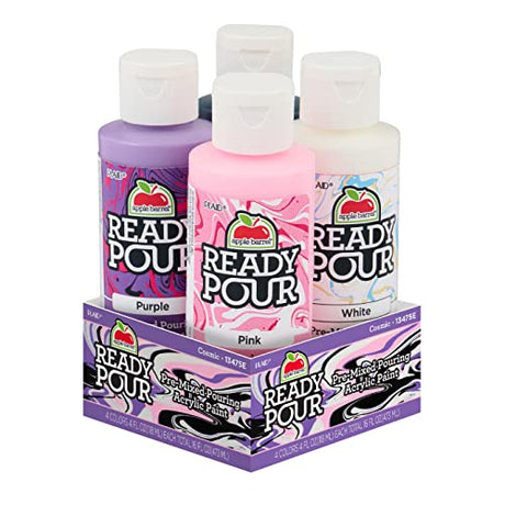 Apple Barrel Cosmic Pre-Mixed Set, Set of 4 Fluid Ready Pour Paints Perfect for DIY Arts and Crafts Projects, 13475E Apple Barrel