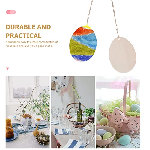 PartyKindom 20pcs Wood Easter Egg Wood Craft Ornaments Unfinished Wood Cutout Easter Eggs for Kids Egg Wood DIY Crafts Cutouts Eggs Shape Wood PartyKindom