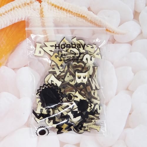 Honbay 104PCS 15mm/0.6inch Wooden Letters, Letter Wood Pieces Wood Slices Wood Chips for DIY Crafts - 26 Letters, 4pcs for Each