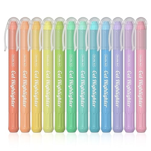 Shuttle Art Bible Highlighters and Pens No Bleed, 12 Pastel Colors Gel Highlighters No Bleed Through, Bible Journaling Supplies, Great for Journaling Shuttle Art