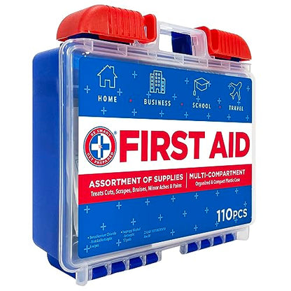 Be Smart Get Prepared 110 pc First Aid Kit: Clean, Treat, Protect Minor Cuts, Home, Office, Car, School, Business, Travel, Emergency, Outdoor, - WoodArtSupply