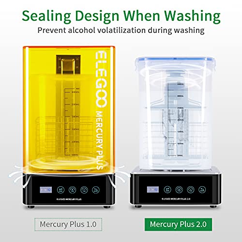 ELEGOO Mercury Plus 2.0 Wash and Cure Station, Upgraded 2 in 1 Design Washing UV Resin Curing Machine with Washing Container and Busket for - WoodArtSupply