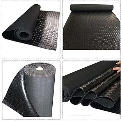 Nisorpa 3mm Thick Garage Floor Rubber Mat 16.4 x 3.3 fts Rubber Garage Floor Mats Heavy Duty Coin-Grip Garage Flooring Roll Non-Slip Rubber Mats