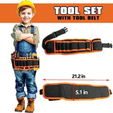 Real Kids Tool Set,22 PCS Kids Junior Tool Set with Woodworking,Construction Tool Set for Kids Pretend Play,DIY Real Tools for Boys & Girls Beginner QeeHeng