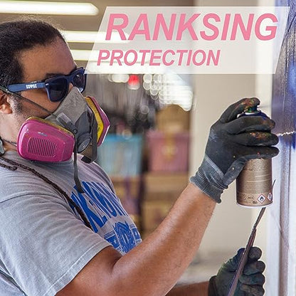 RANKSING Reusable Respirator Gas Mask with 60923 Filters to Protection Against Dust, Fumes, Asbestos, Chemicals and Particles while Painting,