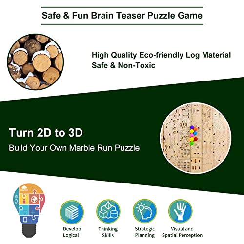 Hallisun 3D Wooden Puzzles for Adults, Rollercoaster Marble Maze Run Model DIY Building Kits Block Craft, Mechanical Gear Kit Hobbies Toys Valentines