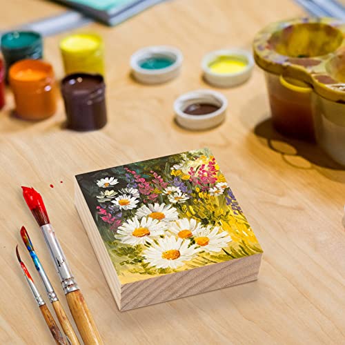 YOUEON 12 Pack Unfinished Wood Blocks for Art and Crafts, 4 X 4 X 1 Inch MDF Wood Board Wood Square Blocks Craft Panels Great for Crafts, Painting, Youeon