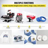 VEVOR Heat Press, Upgrade 5 in 1 Heat Press Machine for T-Shirt Hat Cap Mug Plate Sublimation, 15x15 inch Anti-Scald Fast Swing Away Digital Control VEVOR