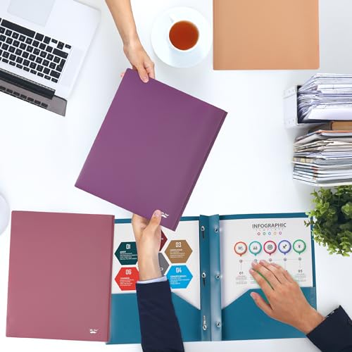 Mr. Pen- Plastic Folders with Pockets and Prong, 5 Pack, Assorted Colors, Pocket Folders, Folders with Prongs, File Folders with Fasteners, 2 Pocket Mr. Pen