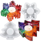 Wehous Christmas Resin Molds, 2PCS Snowflake Tree Candle Holder Silicone Resin Mold, 3D Christmas Epoxy Casting Mold, DIY Tealight Votive Jewelry Wehous