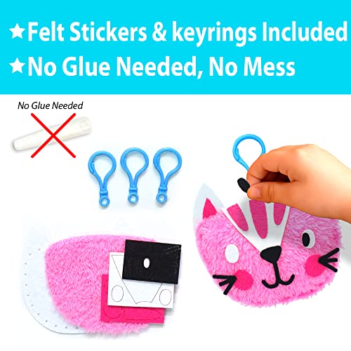 KRAFUN My First Sewing Animal for Kids, Beginner Art & Craft, 5 Easy Activities Stuffed Animal Dolls, Keyring Charms, Instructions & Felt Materials KRAFUN