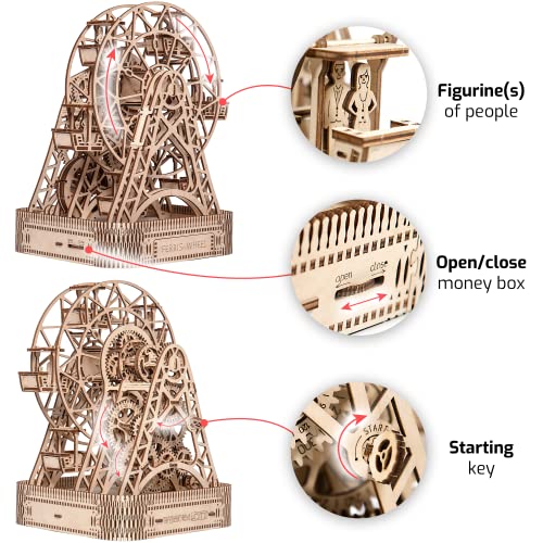 WOODEN.CITY Wood Ferris Wheel Building Kit 3D Puzzles - Discover Ferris Wheel Decor 3D Wooden Puzzles for Adults - Ferris Wheel Desk Wooden Models WOODEN.CITY