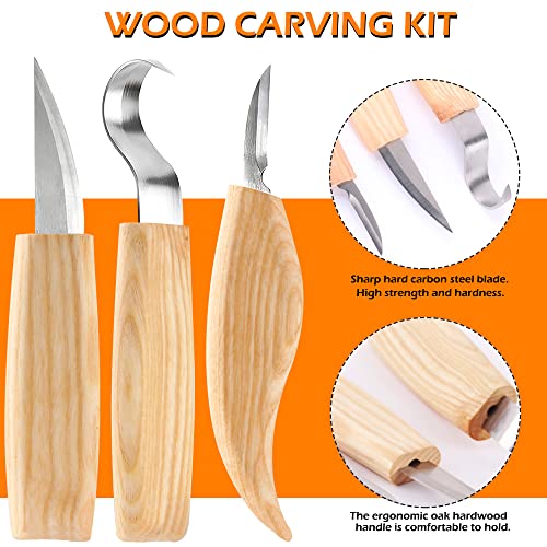 Wood Whittling Kit 6PCS Professional and High Performance Stainless Steel Tools Set for Beginner Carving for Adults and Kids Beginners Wood Carving - WoodArtSupply