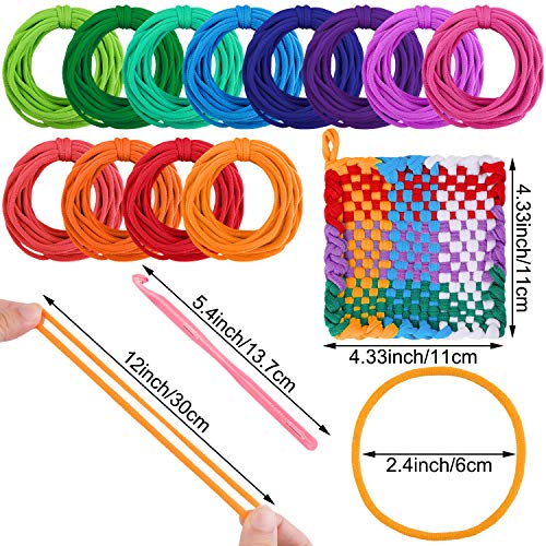 Aodaer 192 Pieces Loom Potholder Loops Weaving Loom Loops Weaving Craft Loops Refill Elastic Potholder Loops with Multiple Colors for DIY Crafts Aodaer