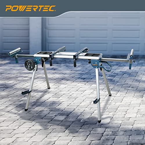 POWERTEC MT4008 Deluxe Rolling Miter Saw Stand with Systematic Tool Storage Trays POWERTEC