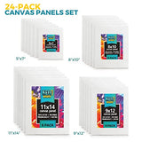 KEFF Canvases for Painting - 24 Pack Art Paint Canvas Panels Set Boards - 5x7, 8x10, 9x12, 11x14 Inches 100% Cotton Primed Painting Supplies for KEFF