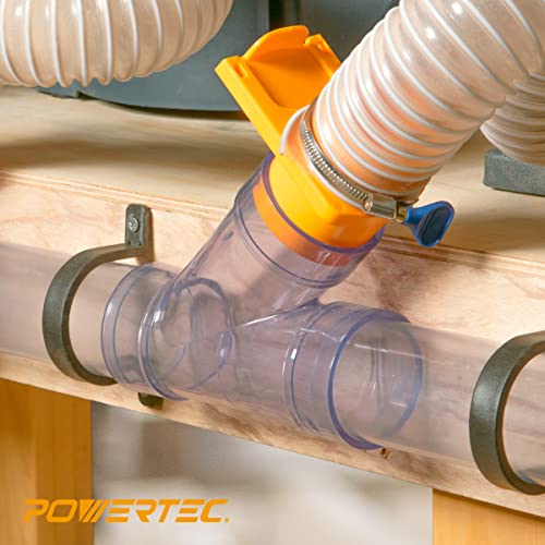 POWERTEC 70320-P2V 2-1/2" ID Y Fitting for OD Pipe or OD Connectors, with Splice for Dust Hose Connection, 2 Sets - WoodArtSupply