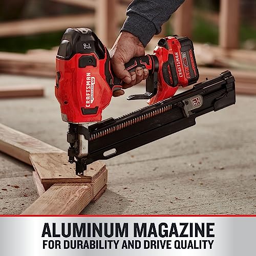 CRAFTSMAN V20 Cordless Framing Nailer, Nail Gun, 21 Degree, up to 3-1/4 inch Nails, Bare Tool Only (CMCN621PLB) - WoodArtSupply