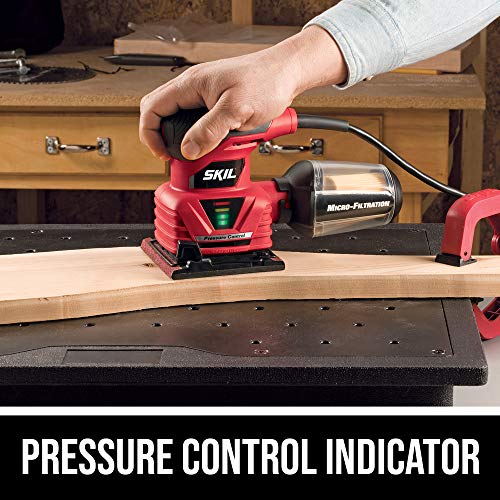 SKIL 7292-02 2.0 Amp 1/4 Sheet Palm Sander with Pressure Control , Red Skil