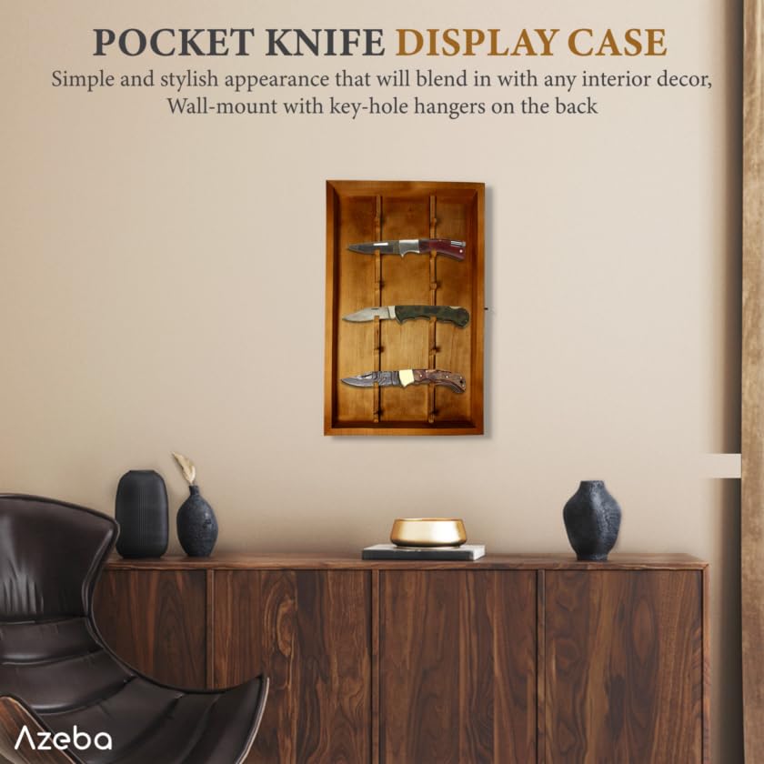 Wooden Knife Display Case with Lockable Clear Acrylic Cover - Wall Knife Display - Pocket Knife Display Case – Knife Cases for Collections - Knife - WoodArtSupply