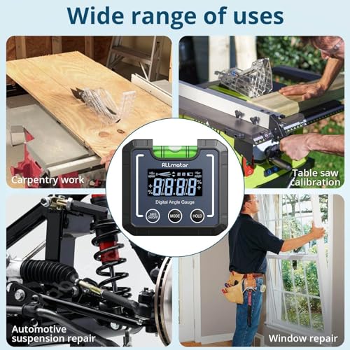 ALLmeter 0-360°(4 * 90°) Digital Angle Finder Level Magnetic Electronic Gauge Inclinometer Protractor Tool with Bubble Level and Magnetic Base LCD ALLmeter