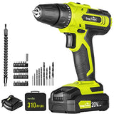 SnapFresh Cordless Drill - 20V Cordless Drill with Battery and Charger, Power Drill Set with 2 Variable Speed, 21+1 Torque Setting, Lightweight, LED, SnapFresh
