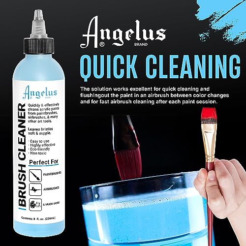 Angelus Airbrush Cleaner, 8 Ounce- Cleaning Solution for Airbrush Sprayers, Paint Brushes, Artist Tools - Made in USA Angelus