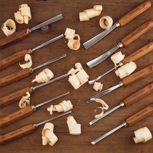 IMOTECHOM 12-Pieces Woodworking Wood Carving Tools Chisel Set with Wooden Box, Razor Sharp CR-V 60 Steel Blades - WoodArtSupply