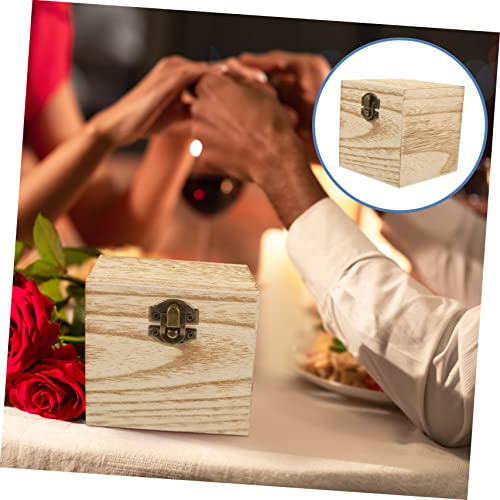 VILLCASE 4pcs Box Wooden Gift Box Wooden Trinket Chest Unfinished Treasure Chest Snack Containers Locker Decorations Snack Food Gifts Photo Gifts VILLCASE