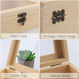 Wooden Box,Extral Large Unfinished Pine Wood Boxes Wooden Storage Box,Rectangle Unfinished Pine Wood Box Natural Wooden with Hinged Lid and Front Nsmykhg