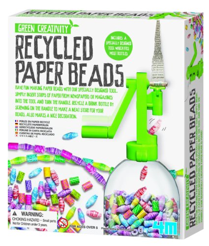 4M Green Creativity Recycled Paper Beads Kit - Arts & Crafts Upcycle Decorative Jewelry Art Gift for Kids & Teens, Boys & Girls Small - WoodArtSupply