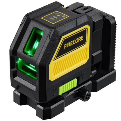 Firecore Professional Green Cross Line Laser, 130ft Self-Leveling Laser Level with Horizontal and Vertical Lines, IP54 Rating Manual Pulse Mode, 360° - WoodArtSupply