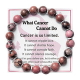 WATINC Breast Cancer Awareness Bracelets Gifts for Women, Breast Survivor Care Present Bracelet with Wish Card, Red Natural Beads Motivational WATINC