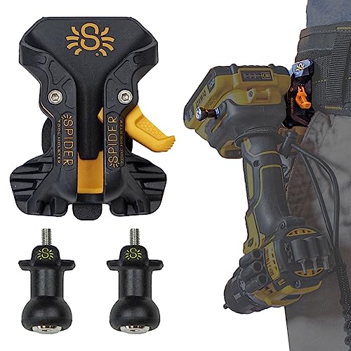 Spider Tool Holster - Pro Tool Holster + Two Driver Pins - Upgraded, Self Locking Multi Tool Holder with Ambidextrous Thumb Lock - Compatible with Spider