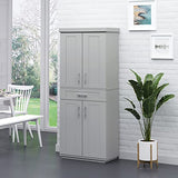 HOMCOM Modern Kitchen Pantry Freestanding Cabinet Cupboard with Doors and Drawer, Adjustable Shelving, Grey HOMCOM