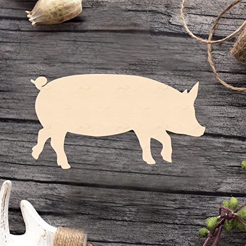 Pig Wood Craft Unfinished Wooden Cutout Art DIY Wooden Sign Inspirational Wall Plaque Rustic Wood Home Wall Decor for Office Bedroom Living Room Home Arupkeer