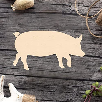 Pig Wood Craft Unfinished Wooden Cutout Art DIY Wooden Sign Inspirational Wall Plaque Rustic Wood Home Wall Decor for Office Bedroom Living Room Home