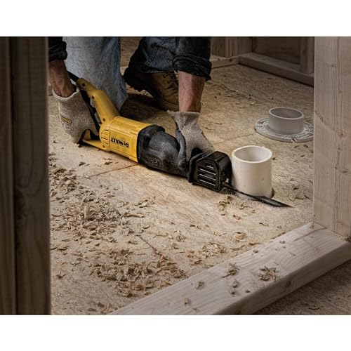 DEWALT Reciprocating Saw, 12 Amp, 2,900 RPM, 4-Position Blade Clamp, Variable Speed Trigger, Corded (DWE305), Large - WoodArtSupply